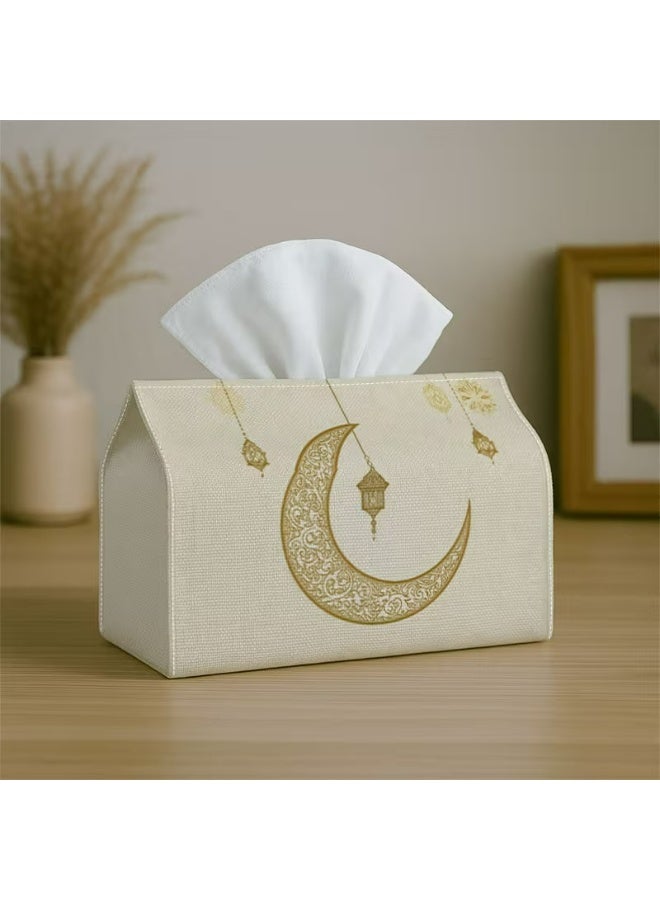 Kandid حامل مناديل فوانيس رمضان الشرقية السماوية الذهبية (18x11x13 سم) - Image 3